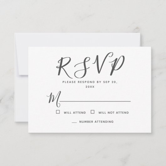 Moderne Eenvoudige Typografie Memorial Reply  RSVP Kaartje (Voorkant)