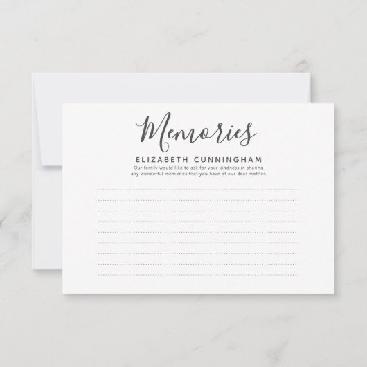 Moderne Eenvoudige Typografie Memorial Reply RSVP Kaartje (Achterkant)