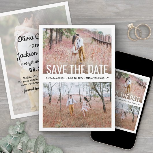 Moderne Eenvoudige Typografie Overlay 3 Fotohuweli Save The Date