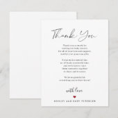 Moderne eenvoudige typografie script babyshower bedankkaart (Voorkant / Achterkant)