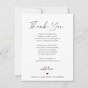 Moderne eenvoudige typografie script babyshower bedankkaart