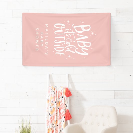 Moderne, eenvoudige typografie winterfeest baby sh spandoek (Insitu)