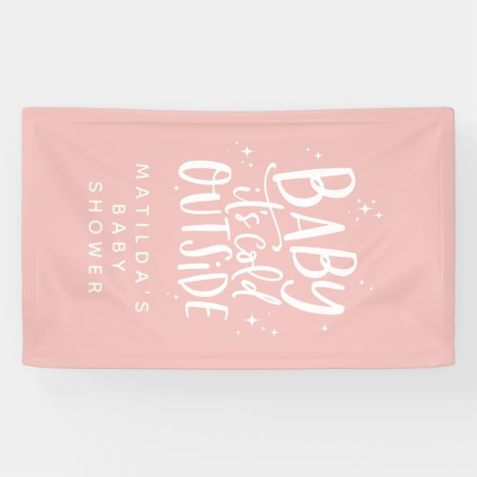 Moderne, eenvoudige typografie winterfeest baby sh spandoek (Horizontaal)