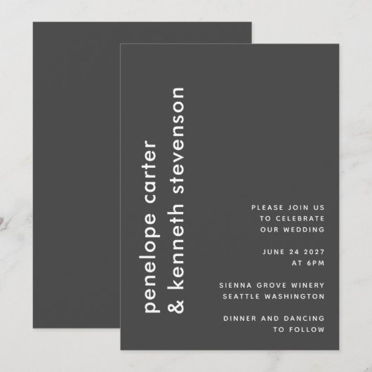 Moderne eenvoudige typografie | Zwarte en witte br Kaart (Voorkant / Achterkant)