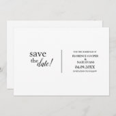 Moderne, eenvoudige, typografische bruiloft save the date (Voorkant / Achterkant)