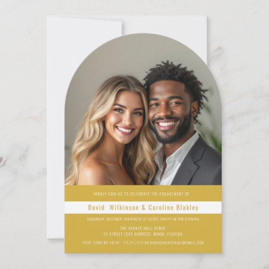 Moderne Eenvoudige Uitnodiging van het Fotoengagem (Voorkant)