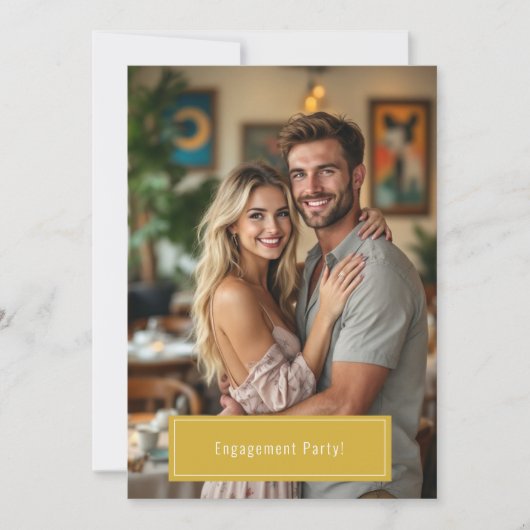 Moderne Eenvoudige Uitnodiging van het Fotoengagem (Voorkant)