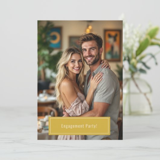 Moderne Eenvoudige Uitnodiging van het Fotoengagem (Staand voorkant)