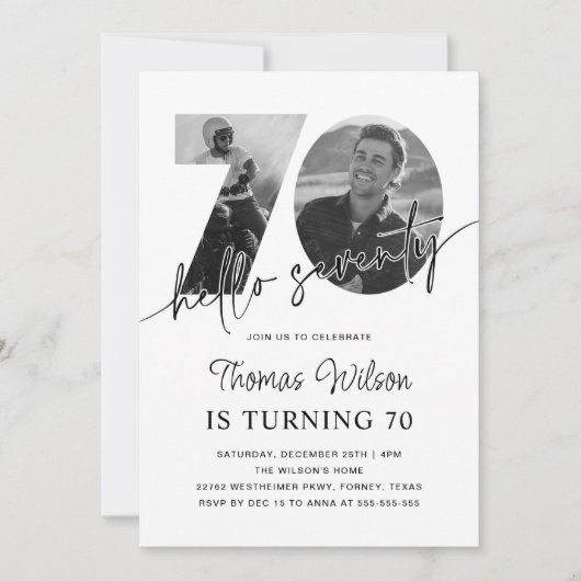 Moderne Eenvoudige Uitnodiging voor 70e Verjaardag (Voorkant)