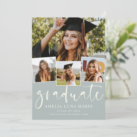 Moderne Eenvoudige uitnodiging voor Afstuderen voo (Staand voorkant)