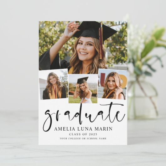 Moderne Eenvoudige uitnodiging voor Afstuderen voo (Staand voorkant)