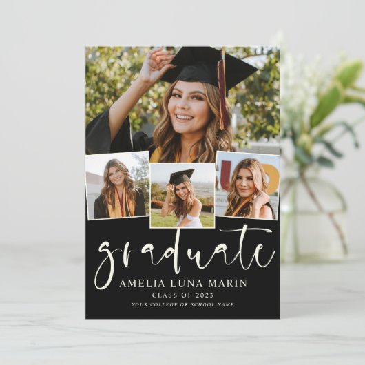 Moderne Eenvoudige uitnodiging voor Afstuderen voo (Staand voorkant)