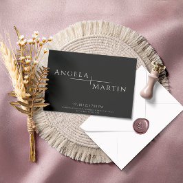 Moderne Eenvoudige uitnodiging voor een zwart huwe