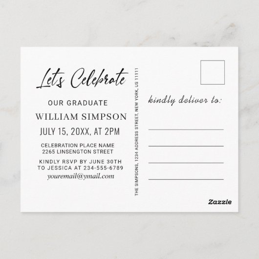 Moderne eenvoudige uitnodiging voor fotograaf (Achterkant)