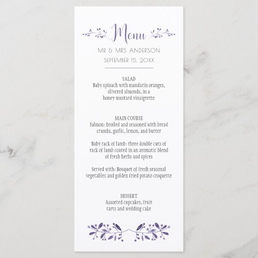 Moderne Eenvoudige Ultra Violet Menu-kaarten Menu (Voorkant)