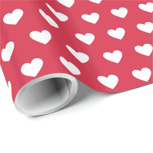 Moderne, eenvoudige Valentijn: wit, rood patroon Cadeaupapier (Rol Hoek)