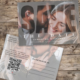 Moderne eenvoudige Vellum Two-fotobedekking | QR-c Aankondigingskaart