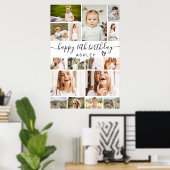 Moderne Eenvoudige Verjaardag 16 Fotogrid Collage Poster (Thuiskantoor)
