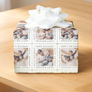 Moderne Eenvoudige Verjaardag Familie Foto Cadeaupapier