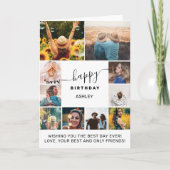 Moderne eenvoudige verjaardagscrème 10 foto-collag kaart (Voorkant)