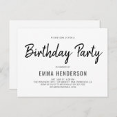 Moderne eenvoudige verjaardagsfeest in penseel uitnodiging briefkaart (Voorkant / Achterkant)