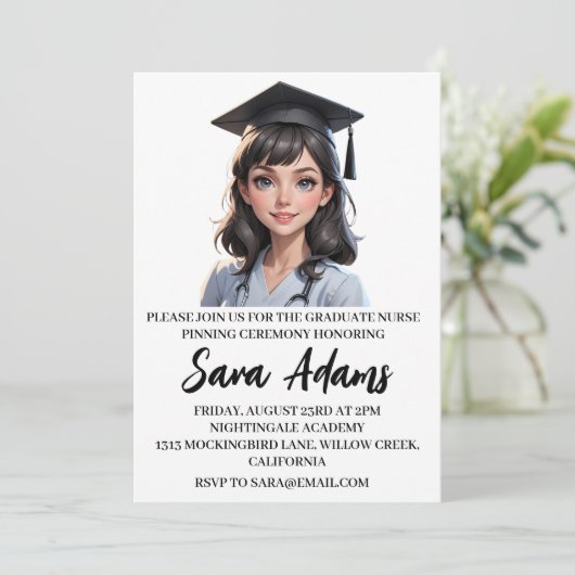 Moderne eenvoudige verpleging pinning ceremonie ui kaart (Staand voorkant)