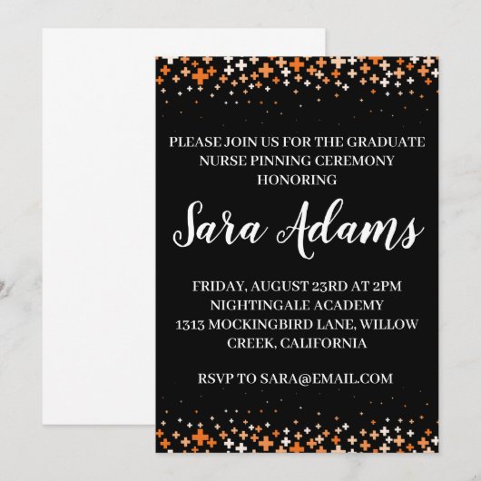 Moderne eenvoudige verpleging pinning ceremonie ui kaart (Voorkant / Achterkant)