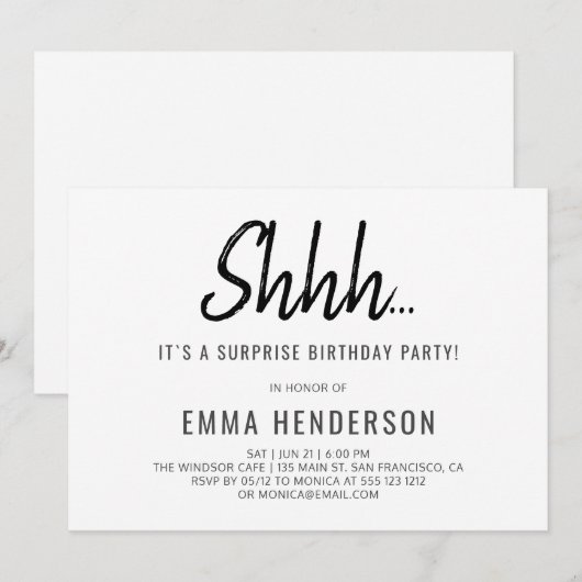 Moderne eenvoudige verrassingsdag kaart (Voorkant / Achterkant)