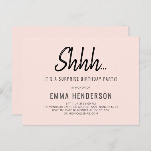 Moderne eenvoudige verrassingsverjaardag uitnodiging briefkaart (Voorkant / Achterkant)