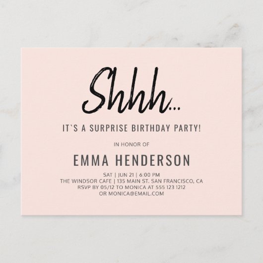 Moderne eenvoudige verrassingsverjaardag uitnodiging briefkaart (Voorkant)