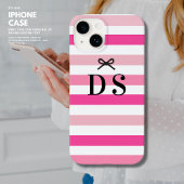 Moderne eenvoudige vetgedrukte roze streep boog na Case-Mate iPhone case