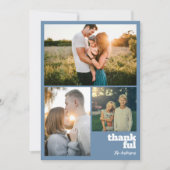 Moderne Eenvoudige Vetgedrukte Thanksgiving 3 Foto Feestdagenkaart (Voorkant)