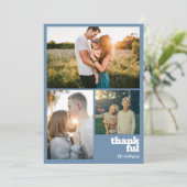 Moderne Eenvoudige Vetgedrukte Thanksgiving 3 Foto Feestdagenkaart (Staand voorkant)