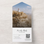 Moderne Eenvoudige Vette Romantische Foto Huwelijk All In One Uitnodiging (Binnen)