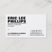 Moderne, eenvoudige, vette, witte professional visitekaartje (Achterkant)