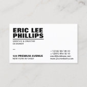 Moderne, eenvoudige, vette, witte professional visitekaartje (Achterkant)