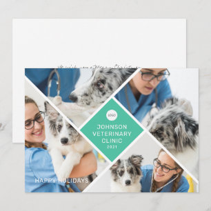 Moderne Eenvoudige Vier Foto- en Logo Business Hol Feestdagenkaart