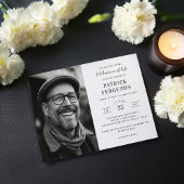 Moderne eenvoudige viering van het leven begrafeni kaart