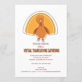 Moderne eenvoudige virtuele Thanksgiving voor Turk Kaart