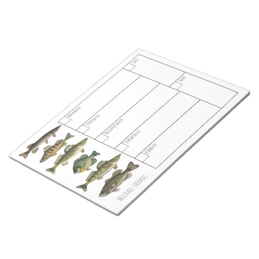 Moderne eenvoudige visweekkalender notitieblok (Schuin)