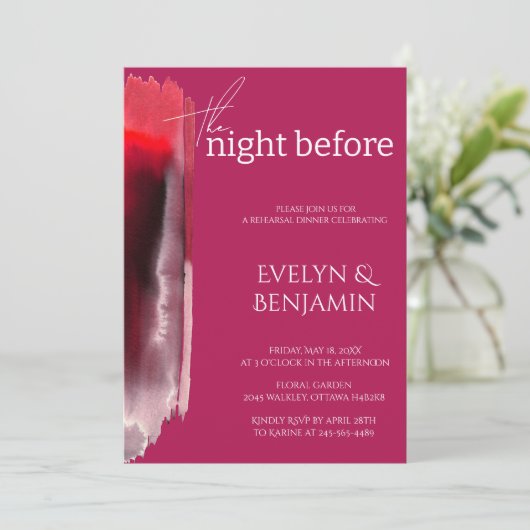 Moderne, eenvoudige Viva Magenta repesal Dinner Kaart (Staand voorkant)