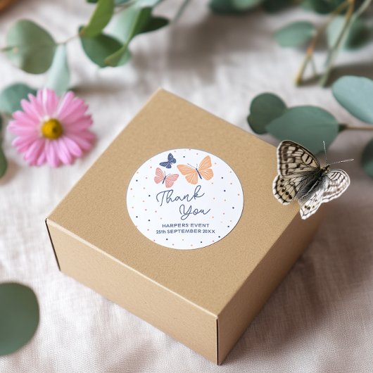 Moderne Eenvoudige Vlinderverjaardag Ronde Sticker