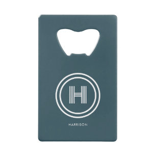 Moderne Eenvoudige Vorm Monogram Creditkaart Flessenopener