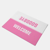 Moderne, eenvoudige vormgeving roze en wit welkom deurmat (Schuin)