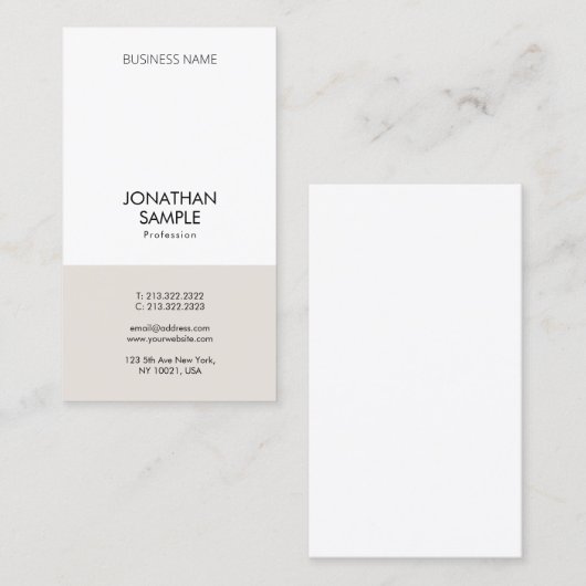 Moderne, eenvoudige vormgeving - Verticaal design Visitekaartje (Voorkant / Achterkant)