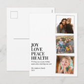 Moderne Eenvoudige Vrede Liefde Gezondheid 3 Foto  Feestdagenkaart (Voorkant / Achterkant)