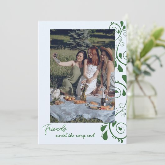 Moderne eenvoudige vrienden foto Vakantie Kaart (Staand voorkant)