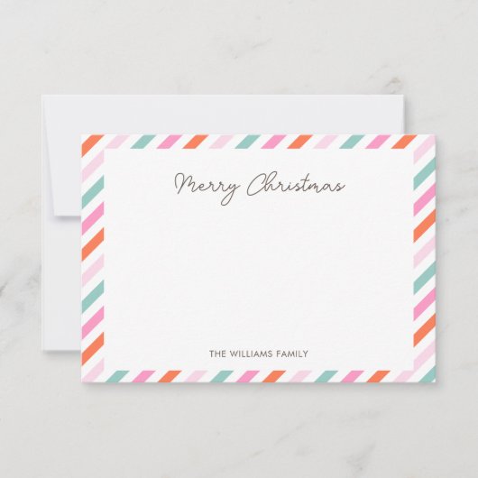 Moderne Eenvoudige Vrolijke Kerst Nota Kaart Notitiekaartje (Voorkant)