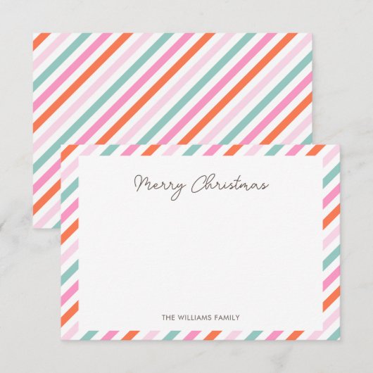 Moderne Eenvoudige Vrolijke Kerst Nota Kaart Notitiekaartje (Voorkant / Achterkant)