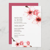 Moderne eenvoudige Waterverf Cherry Blossom Kaart (Voorkant / Achterkant)